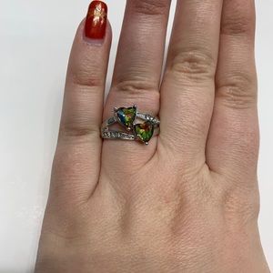 Green Mystic Topaz Heart Birthstone Ring